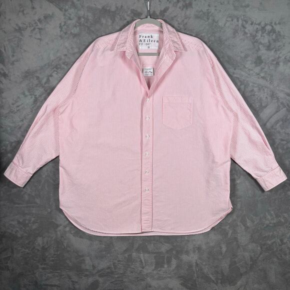 Frank & Eileen Shirley Pink White Striped Button-Up Shirt Women’s M - Picture 1 of 8